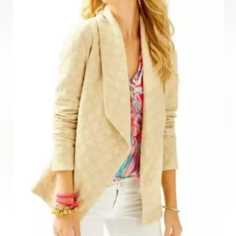 Lilly Pulitzer Brea Wrap Lurex Mizner Gold Jacquard Jacket Matching Tank…